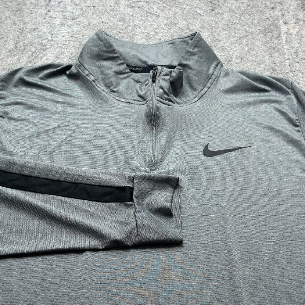 Nike Pro 1/4-Zip Hyper Dry Training Pullover Men XL Gray Black Colorblock DM5503